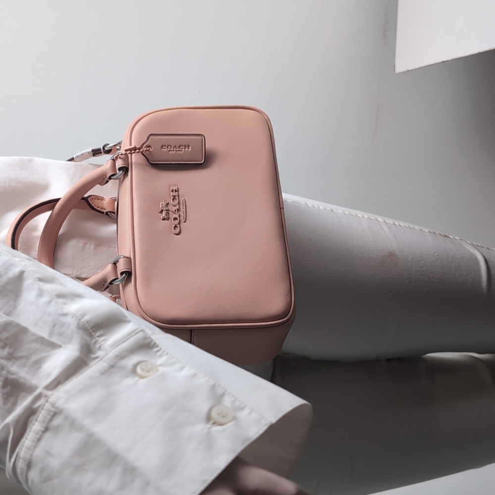 Coach CT776 Satchel Leather Crossbody Silver/Faded Blush (Firm Price)